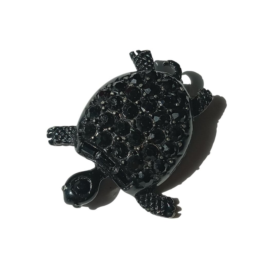 Vintage PELL Black Rhinestones Tortoise Turtle Brooch Pin RARE - Picture 8 of 15